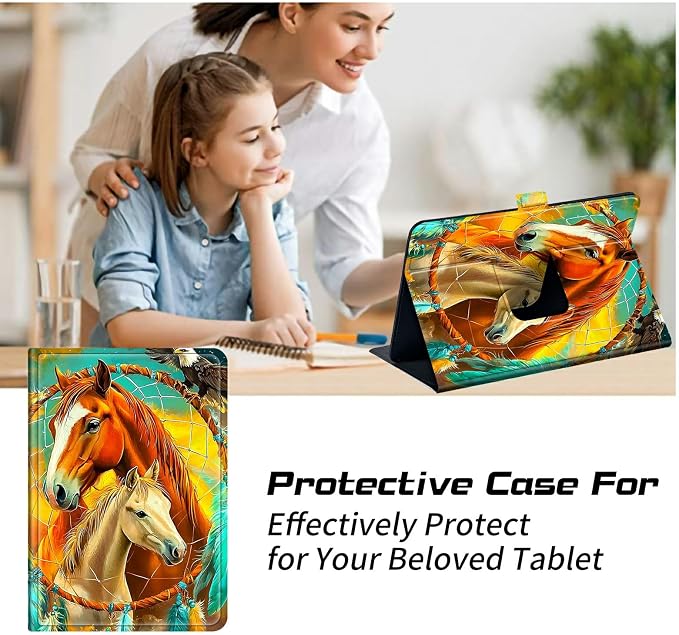 for Walmart Onn 10.1 2024 Onn 10.1 Gen 4 Universal Tablet Case 360 Degree Rotating Kickstand Protective Stand Case with Multiple Viewing PU Leather Shell Case Black Book Cat