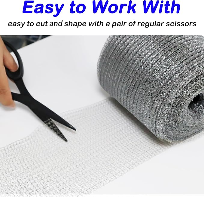 Wire Mesh Hole Fill Fabric 5 in X 103Ft, Weep Holes Filler and Covers, Upgraded