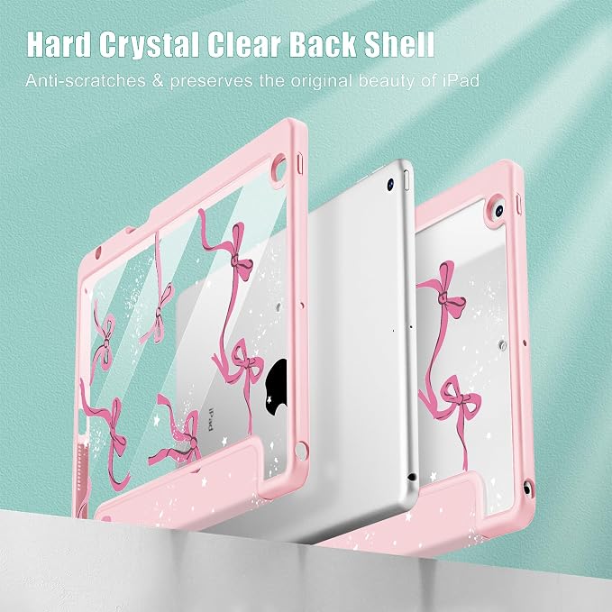 Tuiklol for iPad 10.2 inch 9th / 8th / 7th Gen 2021 2020 2019 Release Case | Built in Pencil Holder - TPU Protection Trifold Stand Stand Clear Back Tablet Cover With Auto Wake/Sleep Blue berries