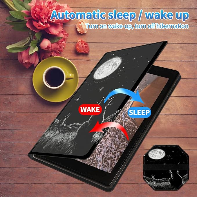 for All-New Kindle Fire HD 10 &amp 10 Plus Tablet (13th/11th Gen 2023/2021 Release) 10.1 + Screen Clean Pad Slim PU Leather Multi-Angle Kickstand Cover with Auto Wake/Sleep Horse with US Flag