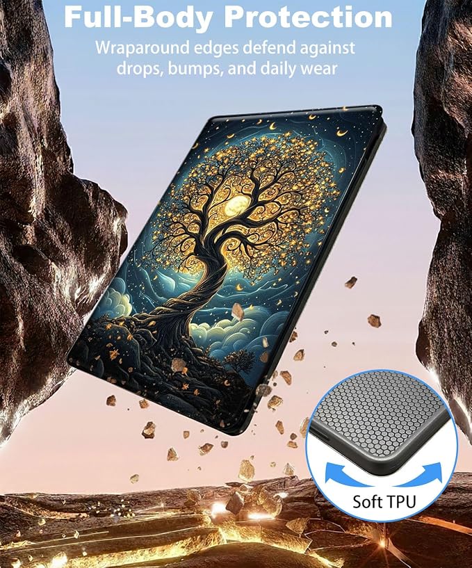 for iPad 11th Generation (A16 2025) 11 / iPad 10th Gen 10.9 2022 Case 360° Rotating PU Leather Stand Cover with Auto Sleep/Wake Shockproof TPU Backl Raccoon Perched