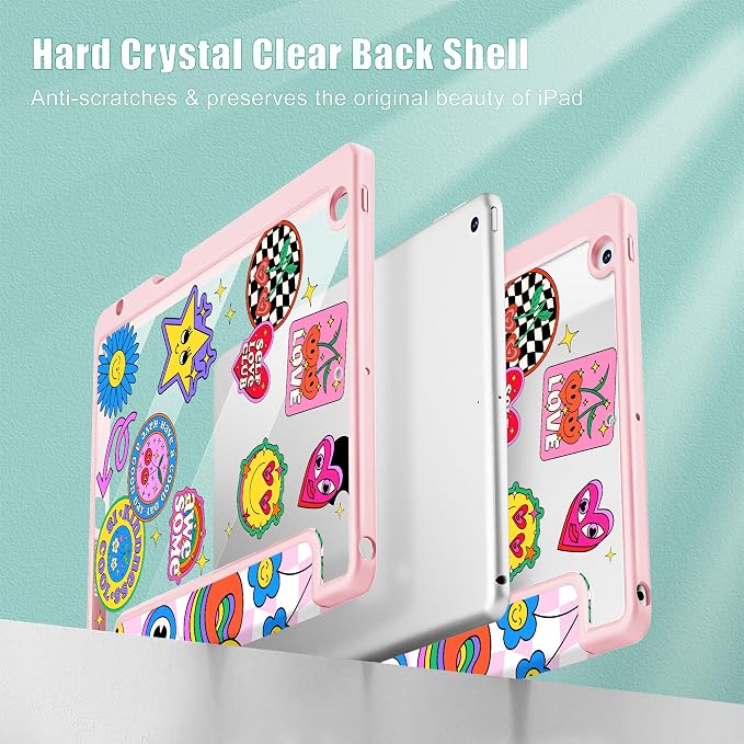 May Chen for iPad 9th Generation with Pencil Holder iPad 8th/7th Gen Case 10.2-inch [Penceil Holder] Trifold Stand Auto Wake/Sleep Clear TPU Protection Back Cover Ballet Shoes