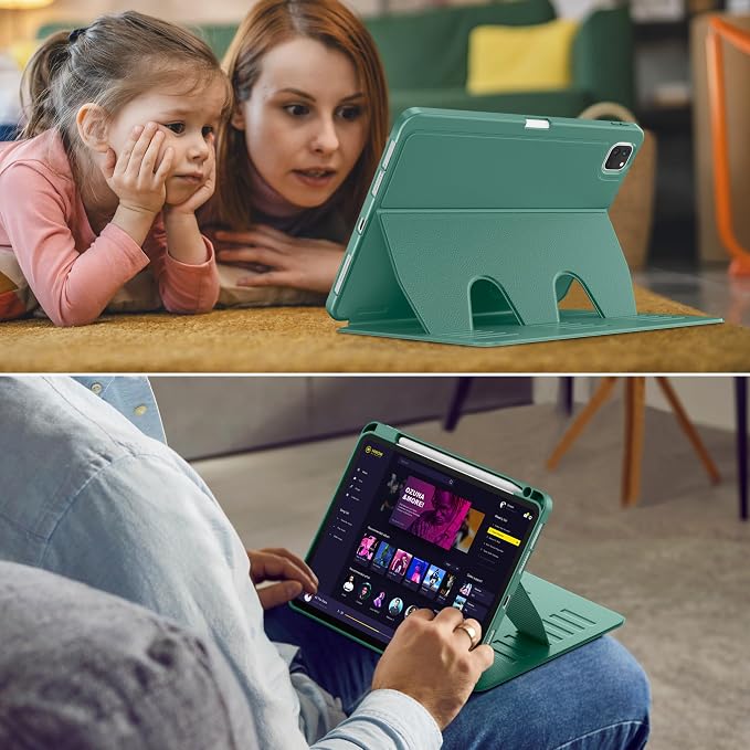 VIKESI Case for iPad Pro 11 inch (M5/M4) 2025/2024Multiple Angles Magnetic Stand CoverShockproof BackPencil Holderand Auto Sleep/WakeBlack