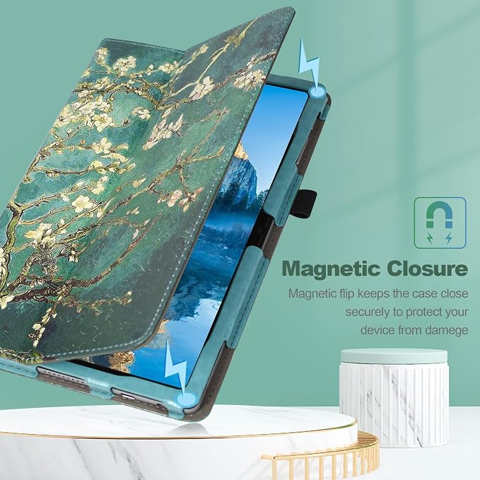Case for Onn. 10.4 Tablet Pro (2023 Model:100110603) - Folio PU Leather Stand Cover with Pencil Holder Almond Blossom