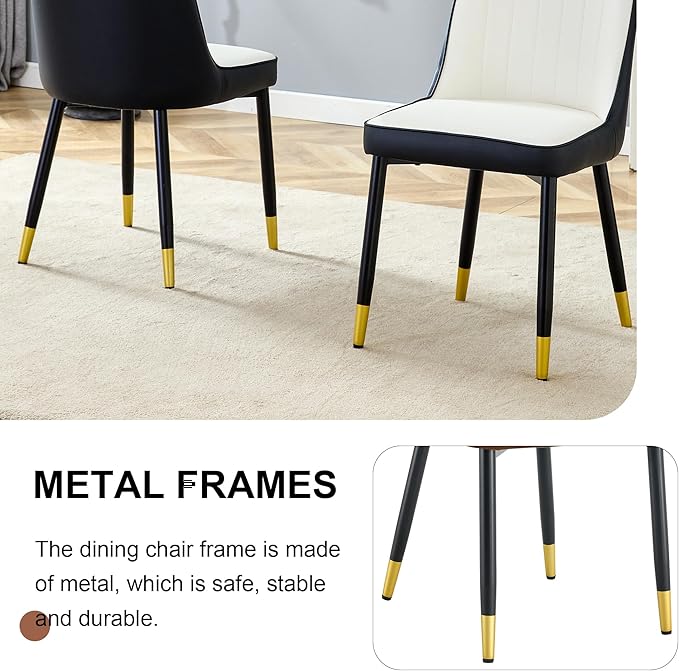 Dining Chairs Set of 4，Modern Dining Chairs, Equipped with PU Leather Backrest Cushions and Metal Legs, Suitable for Restaurants, Kitchens, and Dining Room Chairs