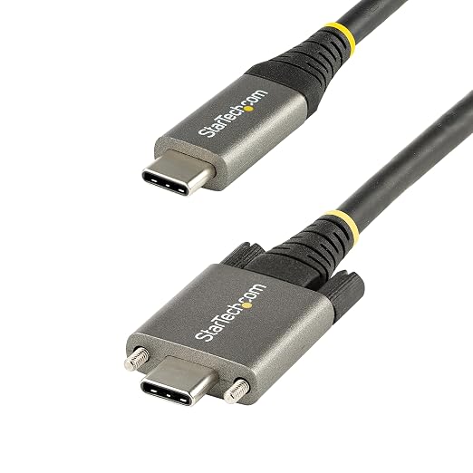 StarTech 20in/50cm Side Screw Locking USB-C Cable USB 10Gbps 100W PD | USB-C to USB-C 8K 60Hz/4K 144Hz Thunderbolt 3 Compatible M2 Screw TPE Jacket