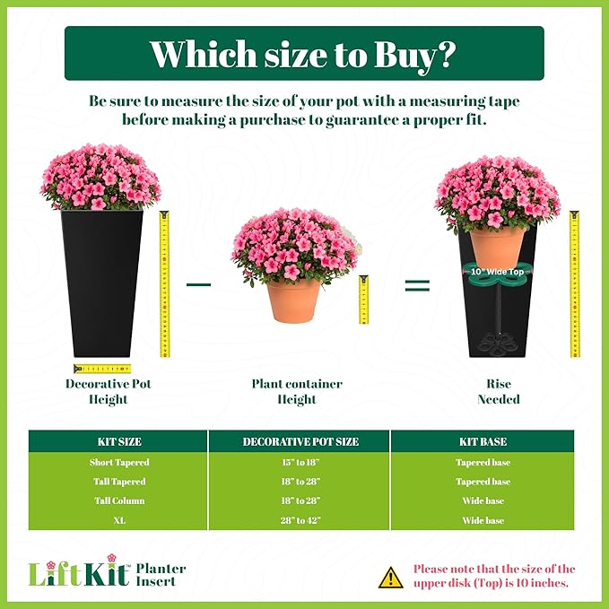 XL Tall Column Plant Riser Fill Bottom of Tall Flower Pots and XL Plant Containers | Indoor and Outdoor (20-34" Rise, 10" Base, 10" Top)