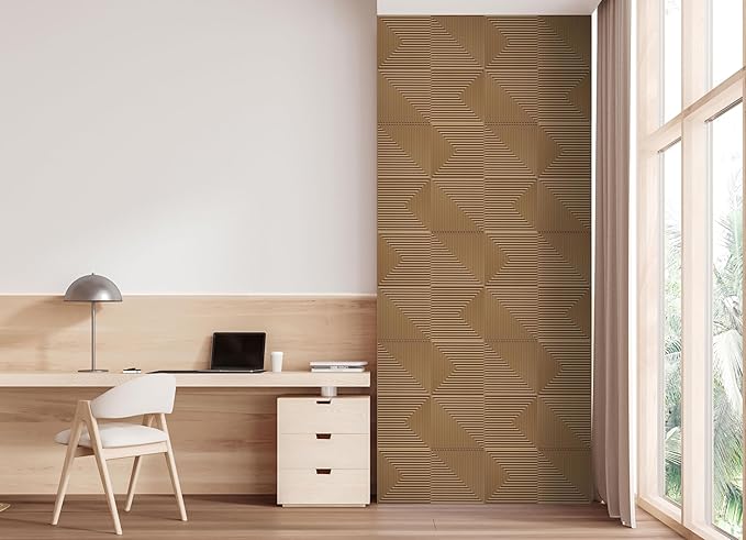 From Plain To Beautiful In Hours 9004 Depth Tier PVC 12 in x 12 in Peel and Stick Wall Panels (Covers / 10 sq.ft), Brown Candy, 10 Piece