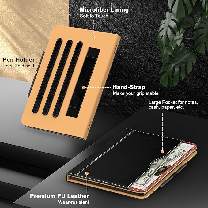 ZoneFoker for 10 Tablet Case (13th/11th Generation 2023/2021 Released) PU Leather Folio Cover with Multi-Angle Stand/Pen Holder Auto Wake/Sleep for 10/10 Plus Black+Black