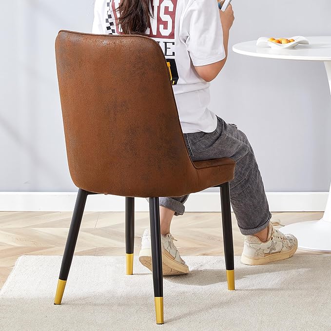 Dining Chairs Set of 6，Modern Dining Chairs, Equipped with Suede Nap Backrest Cushions and Metal Legs, Suitable for Restaurants, Kitchens, and Dining Room Chairs