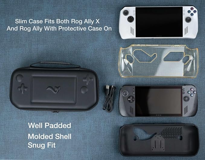 ButterFox Slim Carrying Case Bag for ASUS Rog Ally X (Black/Blue)