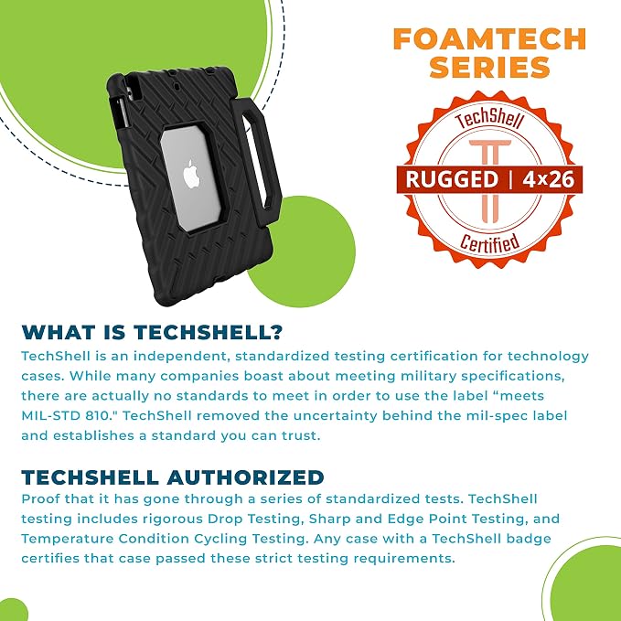 Gumdrop FoamTech Rugged case Fits Apple iPad 11th Generation (A16) &amp 10th Gen 10.9 inch Drop Tested Cover - Black