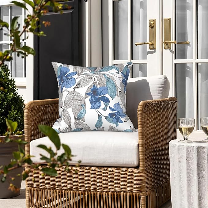 LVTXIII Outdoor Throw Pillow Covers 20 x 20 Inch, Covers ONLY Modern Cute Pattern Decorative Square Toss Pillow Case Pack of 2 for Home Patio Garden Sofa Bed Furniture, Clemens Noir Blue