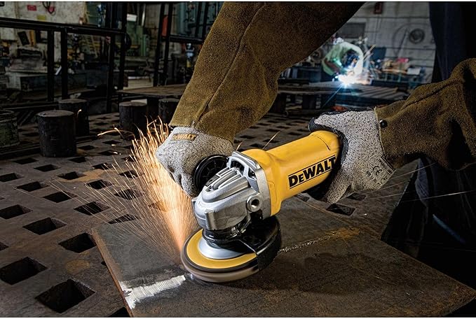 DEWALT Angle Grinder, 4.5 Inch, 11 Amp, 11,000 rpm, With Paddle Switch, Ergonomic Compact Design Grinder Tool (DWE402)