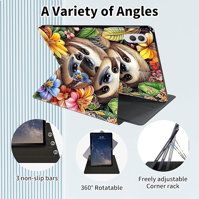 for Samsung Galaxy Tab A9 Plus Case 11 Inch 2024 2023 (SM-X210/X216/X218)360 Degree Rotating Smart Cover Case with Auto Sleep/Wake-Beautiful Highland Cow