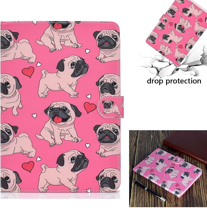 for Apple iPad 9th/8th/7th Generation 10.2 Inch Case 2021/2020/2019Smart PU Leather Folio Stand Magnetic Wallet with Card Pockets [Auto Wake/Sleep] Soft TPU Shockproof Cover Pink Beach Sea