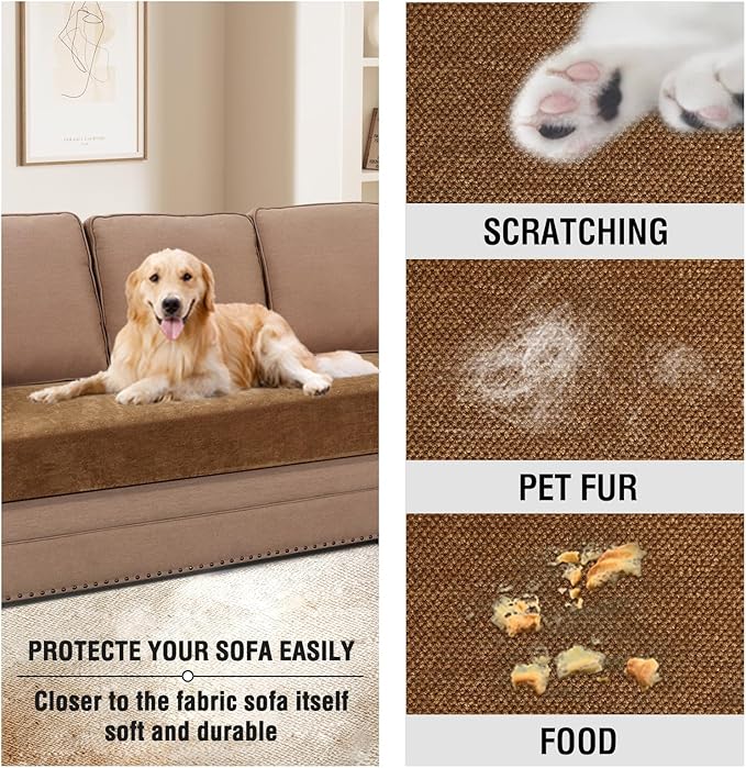 H.VERSAILTEX Stretch Chenille Cushion Covers Thick Soft Chair Covers Anti Slip Armchair Covers Slipcover with Elastic Bottom for Pets, Kid(1 Seater Armchair Cushion Cover,Caramel)