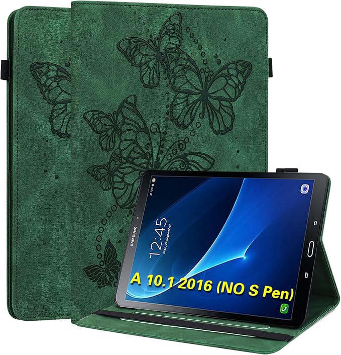 Case for Samsung Galaxy Tab A 10.1 2016 (No S Pen Version)Butterfly PU Leather Folio Flip Stand Case 10.1 Inch (SM-T580/T585/T587) - Blue
