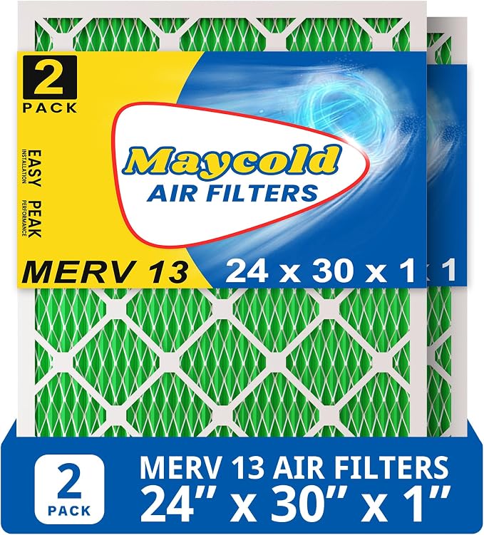 Maycold 24x30x1 MERV 13 Furnace Air Filter, High-Performance HVAC AC Filters