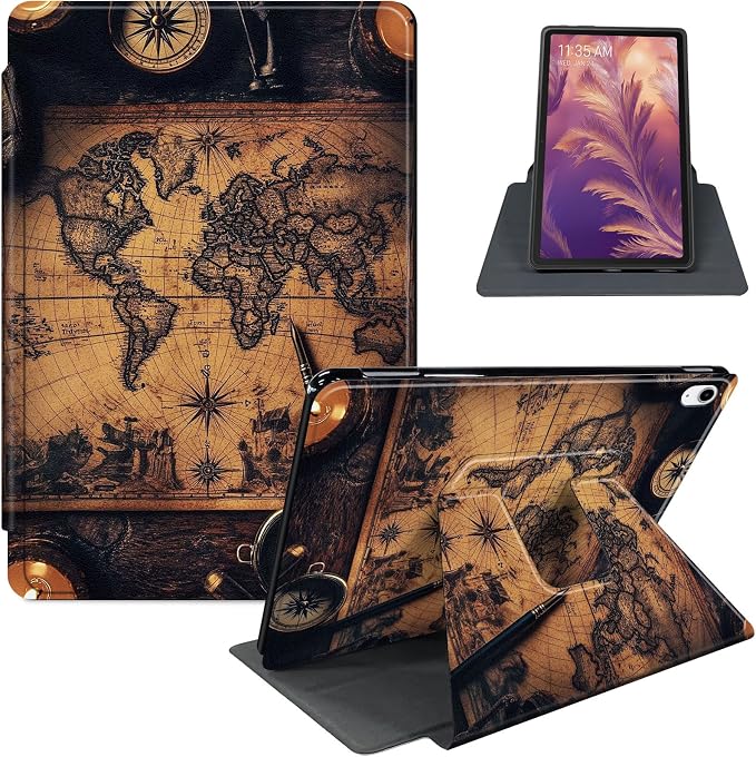 for iPad 11th Generation (A16 2025) 11 / iPad 10th Gen 10.9 2022 Case 360° Rotating PU Leather Stand Cover with Auto Sleep/Wake Shockproof TPU Backl Raccoon Perched
