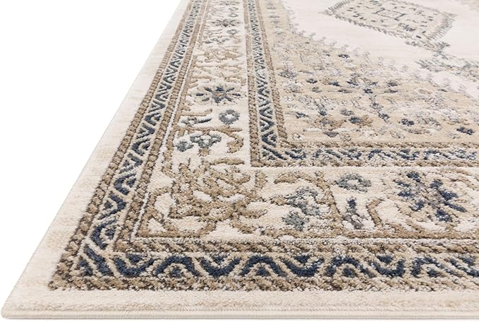 Loloi Teagan Collection TEA-02 Oatmeal/Ivory 3'-4" x 5'-7" Accent Rug, Large, Soft Neutral Rug, High-Traffic for Living Room, Bedroom, Home Office, Dining Area