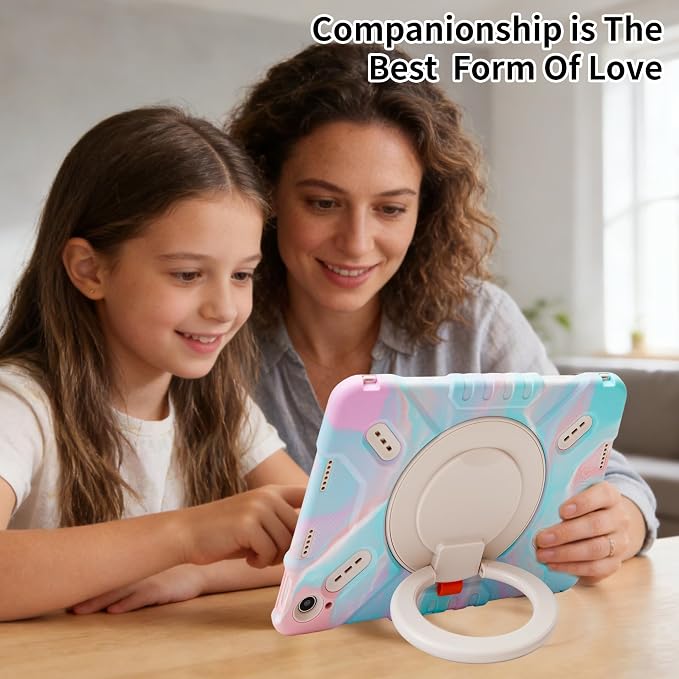 Pepkoo Triple Shock-Absorbing Protective Case for iPad (A16) 11th/10th Gen | Comfortable Heavy-Duty Kids Protective Case With Tactile Sensation With Handle Shoulder Strap (Black)