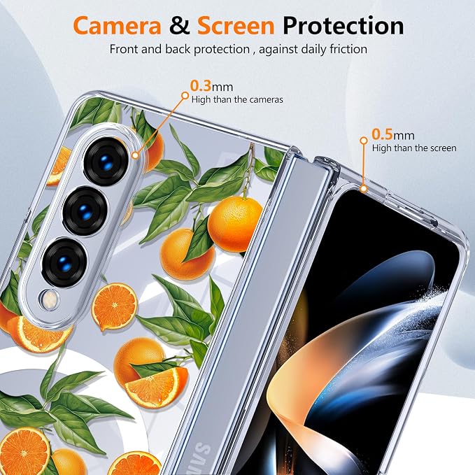for Galaxy Z Fold4 CaseBuilt-in Magnet CircleWireless Charging | Military-Grade Shockproof case Cover for Samsung Galaxy Z Fold4Anagallis