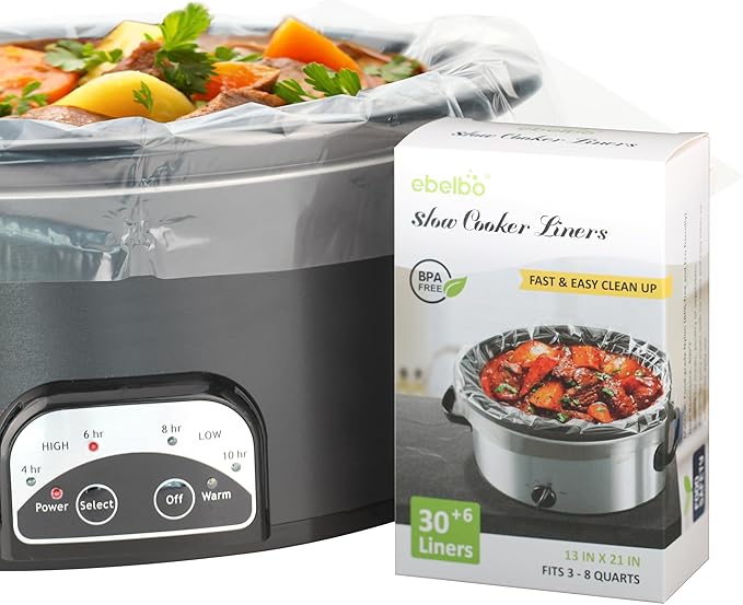 ebelbo 13"x21" Large Size Slow Cooker Liners 36 Count, BPA-Free