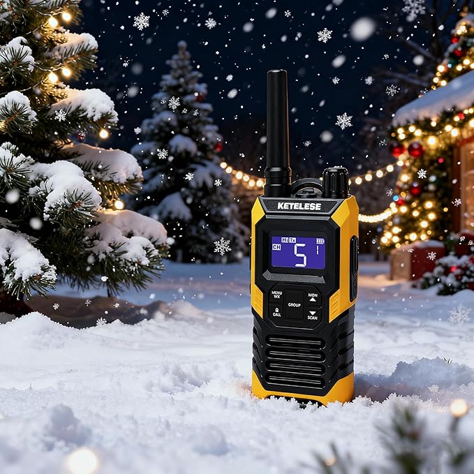 KETELESE T4 Walkie Talkie IP67 Waterproof, Type-C Rechargable Two Way Radio, Dual PTT, NOAA Weather, VOX, Group, Scan, FRS Radios 2 Watts, for Adults, 2Pack, Orange