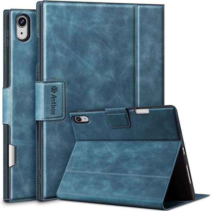 Antbox Case for iPad Air 11-inch M4/M3/M2 (2026/2025/2024) iPad Air 5th/4th Generation 10.9'' Vegan Leather with Pencil Holder Typing Angle Auto Sleep/Wake Muti-Stand