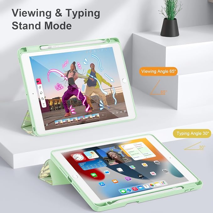 Tuiklol for iPad 10.2 inch 9th / 8th / 7th Gen 2021 2020 2019 Release Case | Built in Pencil Holder - TPU Protection Trifold Stand Stand Clear Back Tablet Cover With Auto Wake/Sleep Blue berries