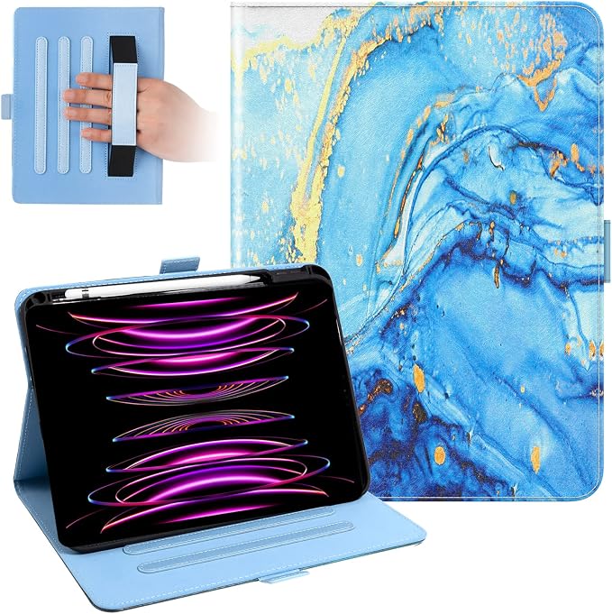 Dteck for iPad A16/10th Generation 10.9 Inch 2022 Case with Pencil HolderPremium PU Leather Folio Multiple Viewing Angles Stand Cover Auto Wake/Sleep Protective Tablet Cases for Women MenBookshelf