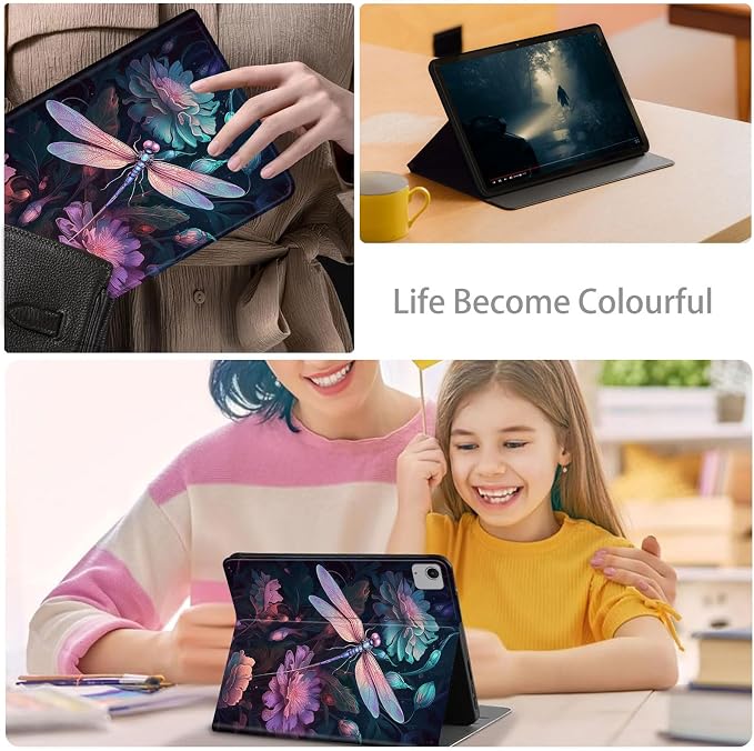 Case for iPad Air 11-inch (M4 2026 / M3 2025 / M2 2024) iPad Air 5th/4th Gen (2022/2020) 10.9 Slim PU Leather Folio Stand &amp Auto Sleep/Wake Protective Smart Cover Tree Fluorescent