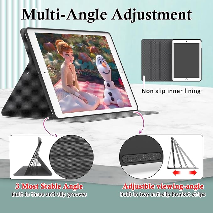 Case for iPad 9th/8th/7th Generation 2021/2020/2019 10.2 inch with Pencil Holder/Multi-Angle Stand Folio Auto Wake/Sleep Cover for iPad 9 8 7 Gen 10.2 (Notebook Black)