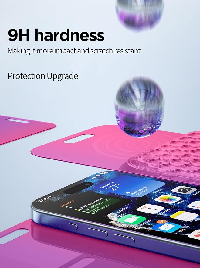 PDDKISS Compatible for iPhone 12/12 Pro Privacy Screen Protector | Pink Gradient Anti Spy Anti Blue Light HD 6.1 Inch Tempered Glass Easy Installation