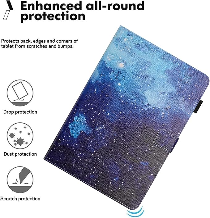 Universal Case for 10 Inch Tablet Multi-Angle Viewing Stand Case for 9.5-10.5 Inch Tablet Premium PU Leather Folding Stand Cover with Pen Holder &amp Multiple Angles Stand - Beach