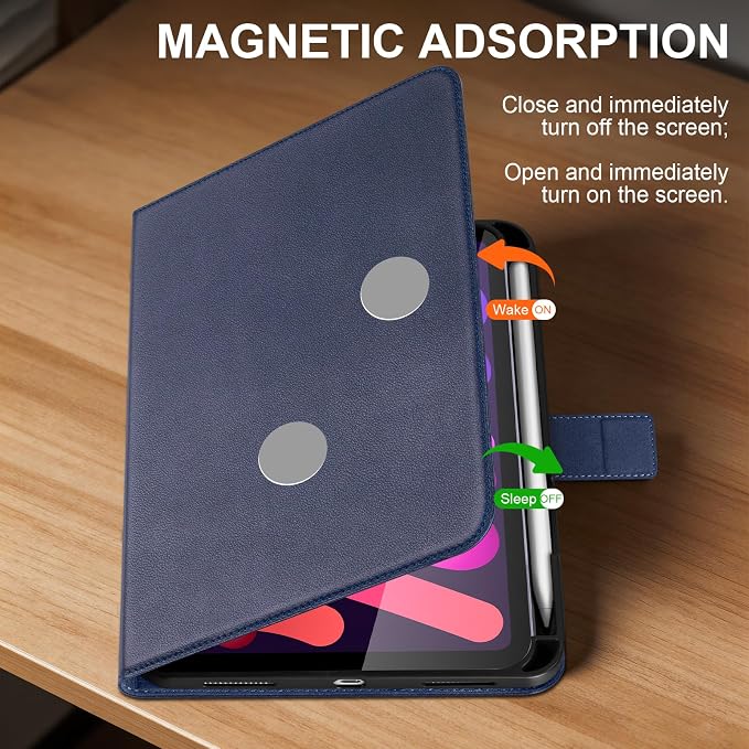 Leather Case for iPad 11th/10th Gen (11/10.9) Black | Genuine Leather Pencil Holder Adjustable Stand Magnetic Closure Auto Wake/Sleep
