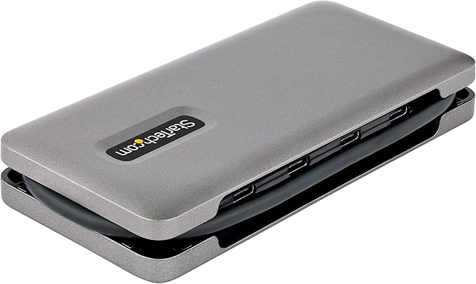StarTech.com 4-Port USB-C Hub, 4X USB-C Ports, USB 3.1-10Gbps - Portable USB C Hub w/ 100W Power Delivery Pass-Through - USB Type C Hub w/ 12.6in/32cm Wrap-Around Cable - USBC Splitter (HB31CM4CPD3)