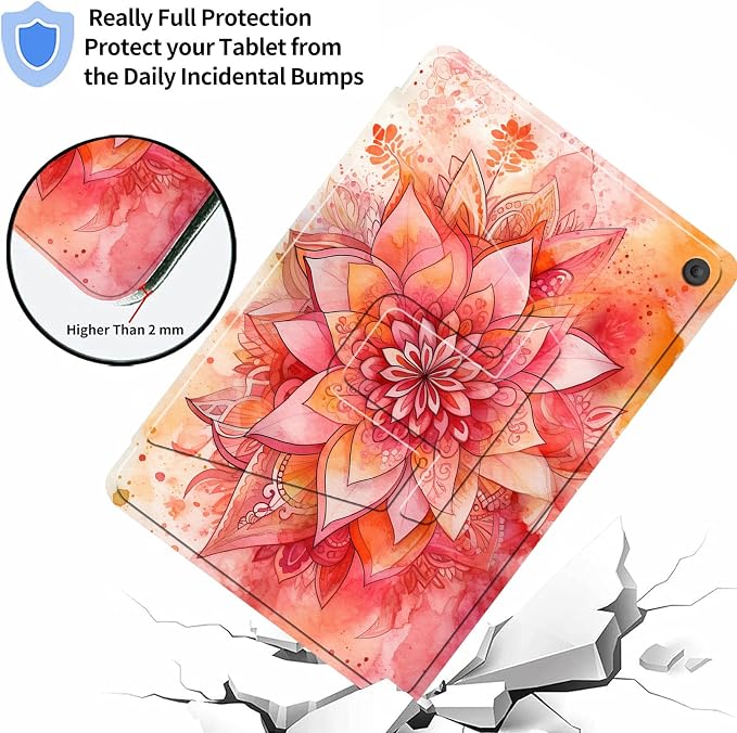 for iPad 9th Generation Case (2021)/8th Gen (2020)/ 7th Gen (2019) 10.2 Inch-360 Degree Rotating Multi-Angle Viewing Protective Cover with Auto Sleep/Wake-Art Mandala Flower