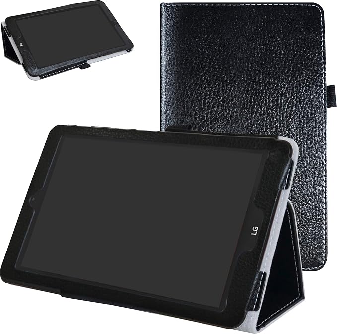 Mama Mouth Black Leather Folio Case for LG G Pad X2 8.0 Plus/Sprint G Pad F2 8.0 2-Folding Stand Cover Tablet Case