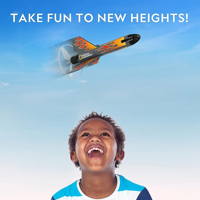National Geographic Rocket Launcher - Motorized Air Rocket Toy with Patented Design, Launch up to 200 Feet, Outdoor Toys & Model Rockets, Gifts for Kids Ages 8-12, Space Toys