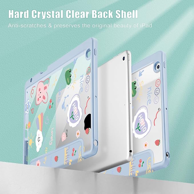 May Chen for iPad 9th Generation with Pencil Holder iPad 8th/7th Gen Case 10.2-inch [Penceil Holder] Trifold Stand Auto Wake/Sleep Clear TPU Protection Back Cover Ballet Shoes