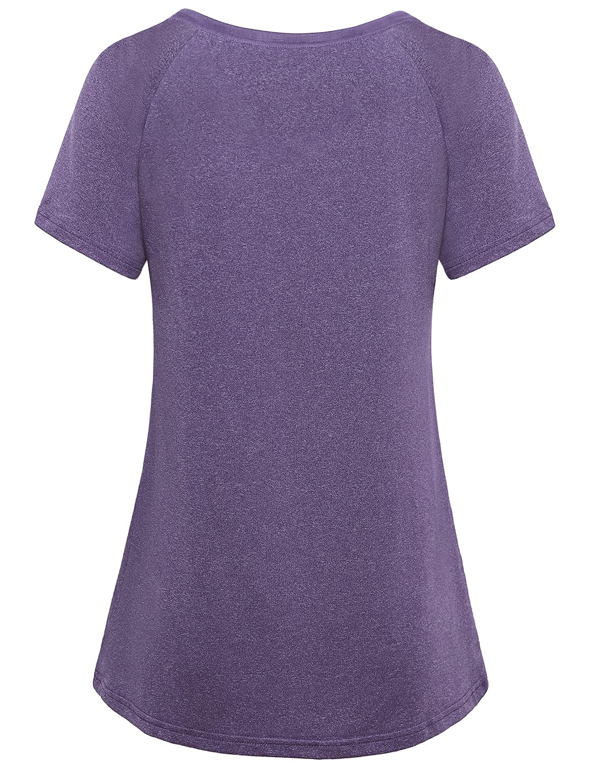 Vldnery Women Quick-Dry Line Decor Front Yoga Workout Shirts Athletic Gym Loose Fit Tops 2026 (1# Purple X-Large)