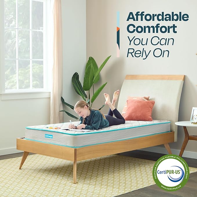 Linenspa 6-Inch Innerspring Mattress - Full + 14-Inch Folding Platform Bed Frame