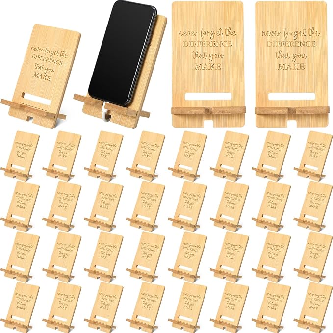 Ripeng 30 Pcs Employee Appreciation Gifts Bulk Bamboo Phone Stand for Desk Office Workers Inspiration Thank You Gift for Team Coworkers Staff Volunteer Nurse Teacher Colleagues Gratitude (Inspiration)