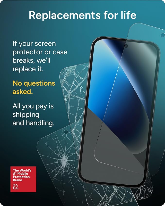 ZAGG Glass Elite Google Pixel 10a Screen Protector - 5x Stronger Aluminosilicate Protection Tempered Glass ClearPrint Technology Easy Install Case Friendly Sustainable Recycled Materials