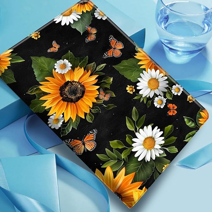 Case for Fire 7 2019/2017/2015Black Cat Purple Roses | DIGTIALL Slim Cover for Fire 7 Tablet 9th/7th/5th Gen 7.0 Folding Stand Protective Case Auto Sleep/Wake Smart Shell