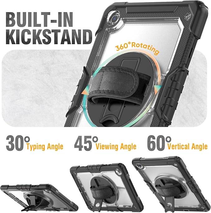 HXCASEAC Case for Samsung Galaxy Tab A9+ Plus 11 Inch Kids Protective with Screen Protector/Hand Strap/Pen Holder Sturdy Shockproof for Samsung A9 Plus Tablet Case SM-X210 SM-X216 SM-X218 - Clear