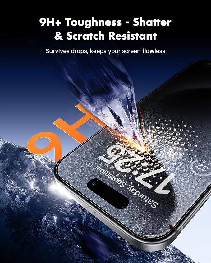 UNBREAKcable iPhone 15 Privacy Screen Protector 2-Pack Upgraded Dual-Tempered Glass + 2 Camera Lens Protectors 25° Anti-Spy Military-Grade 9H+ HD Clear Anti-Fingerprint 6.1 Inch