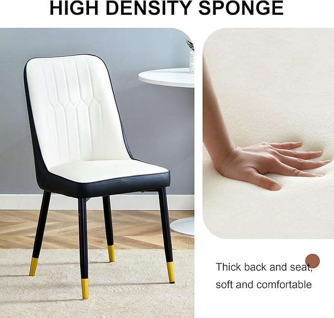 Dining Chairs Set of 8，Modern Dining Chairs, Equipped with PU Leather Backrest Cushions and Metal Legs, Suitable for Restaurants, Kitchens, and Dining Room Chairs